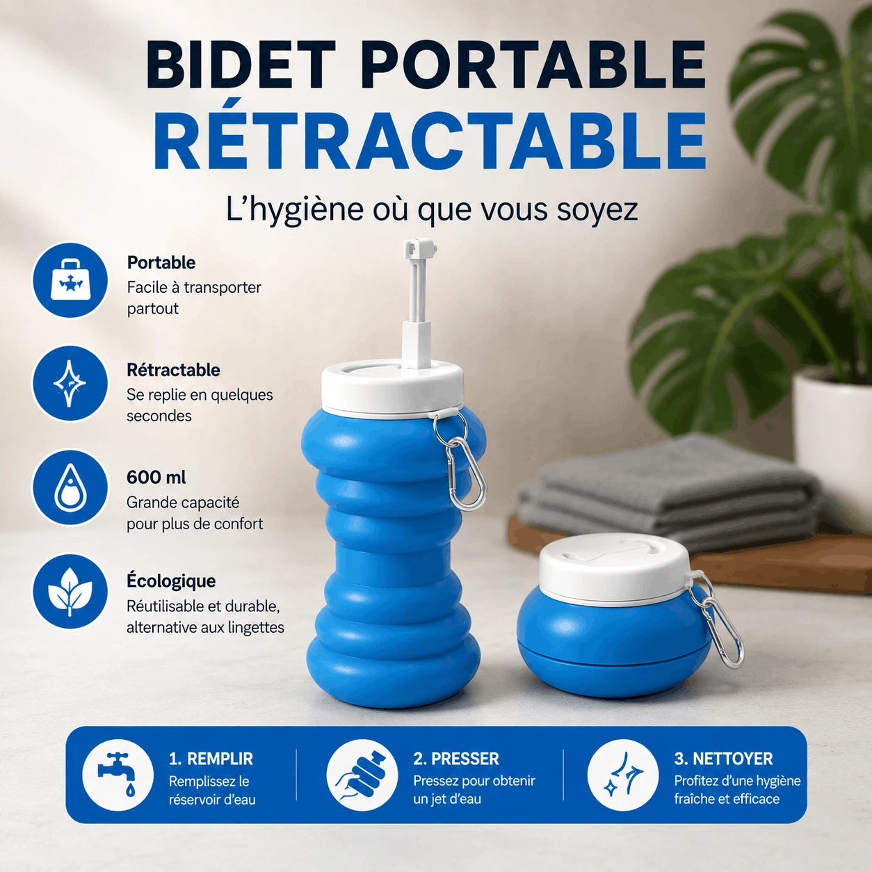 Bidet portable rétractable