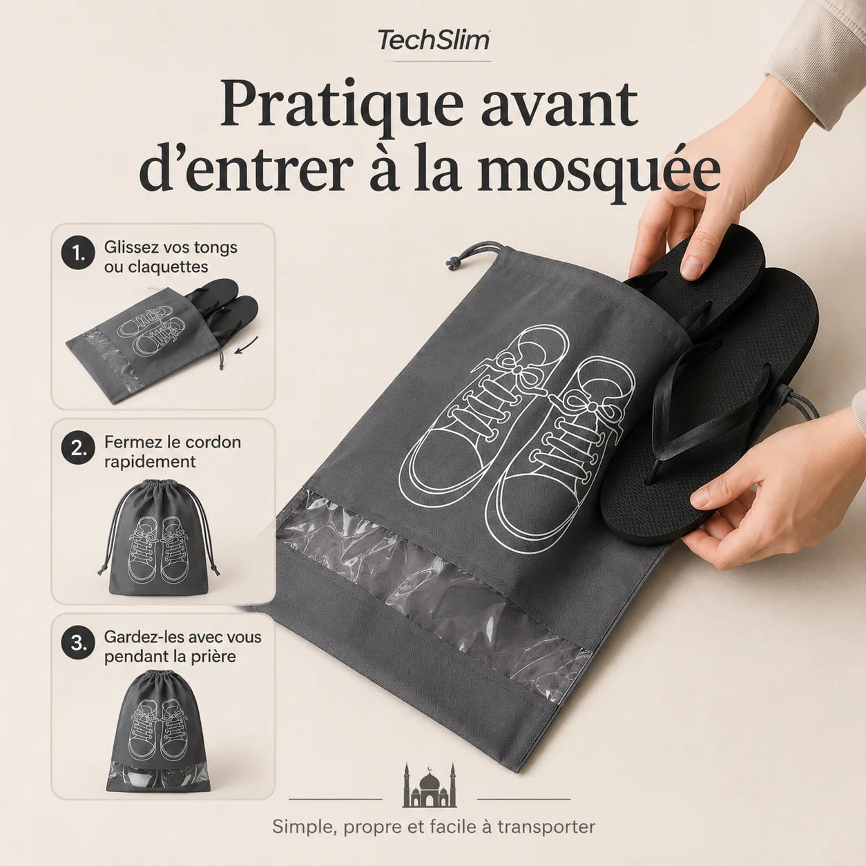 Tong Ergonomique Techslim – Confort Absolu pour Omra & Hajj